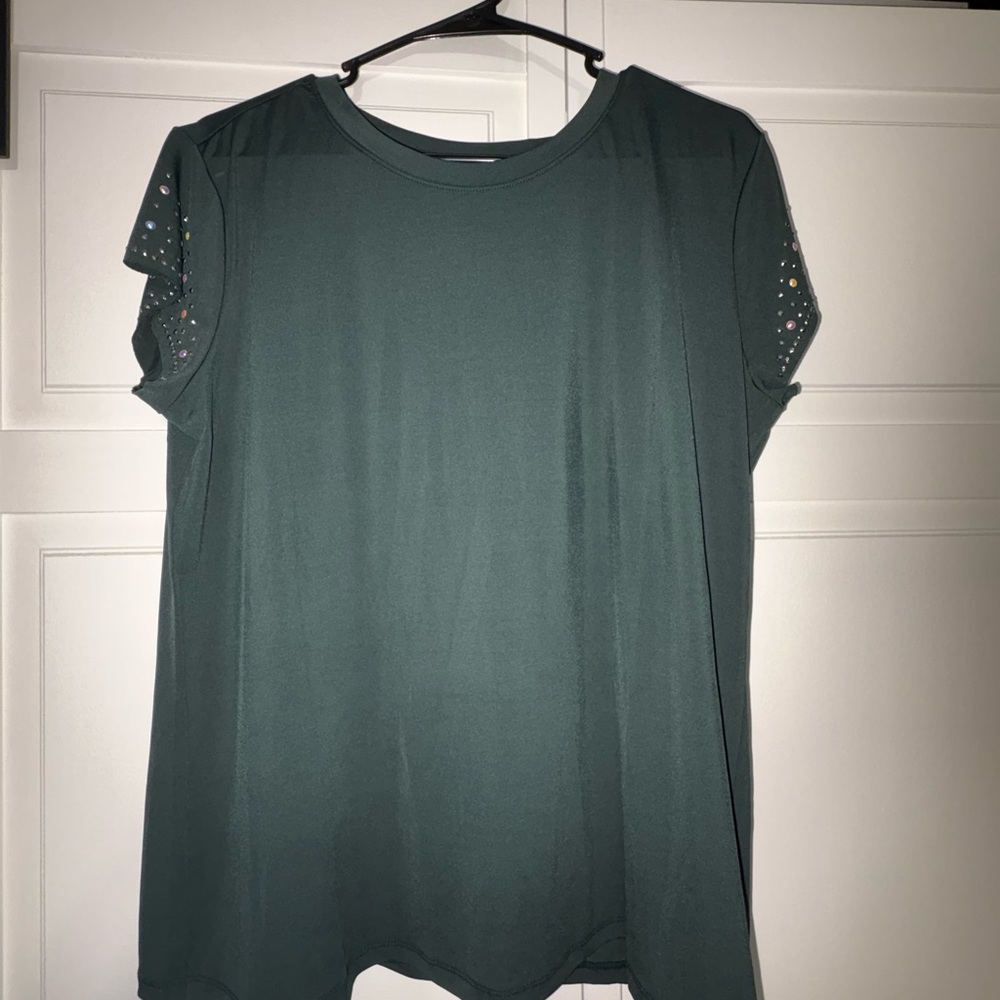 Women's Green Top with Embellished Sleeves